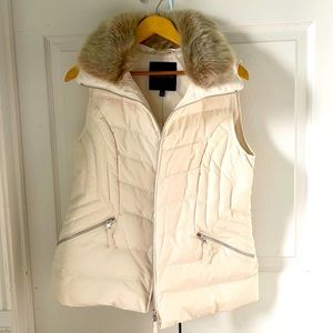 NWT Talbots down quilted fur collar vest